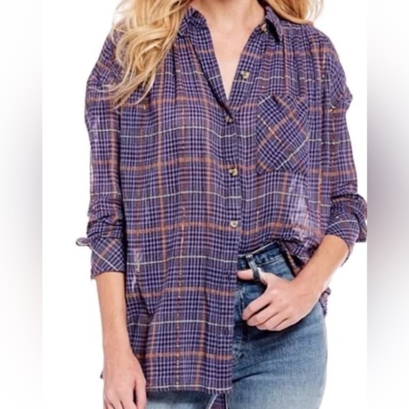 Free People Tops - Free People Womens Break My Stride Button Up Shirt size small EUC RT$108